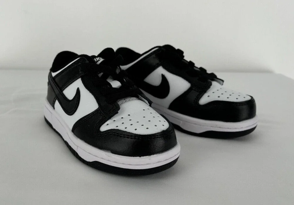 Nike Dunk Low Retro White Black Panda (TD) Sneaker Shoe Kids Size 7C New CU1727